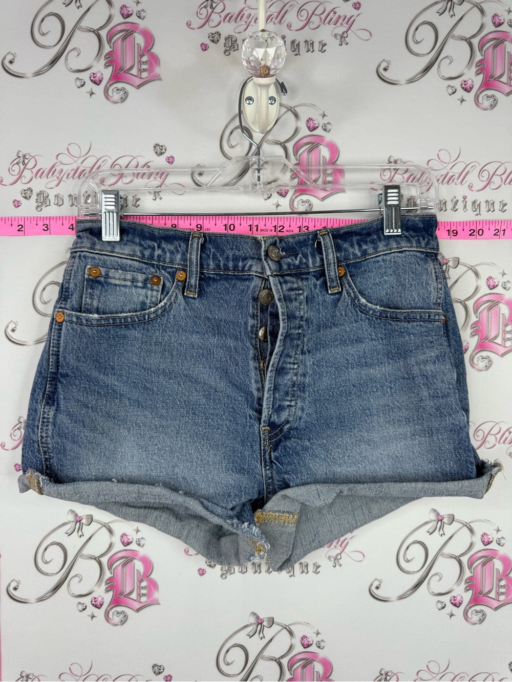 GAP shorts cheeky 4/27 Blue Washed Denim High-Rise Shorts button up